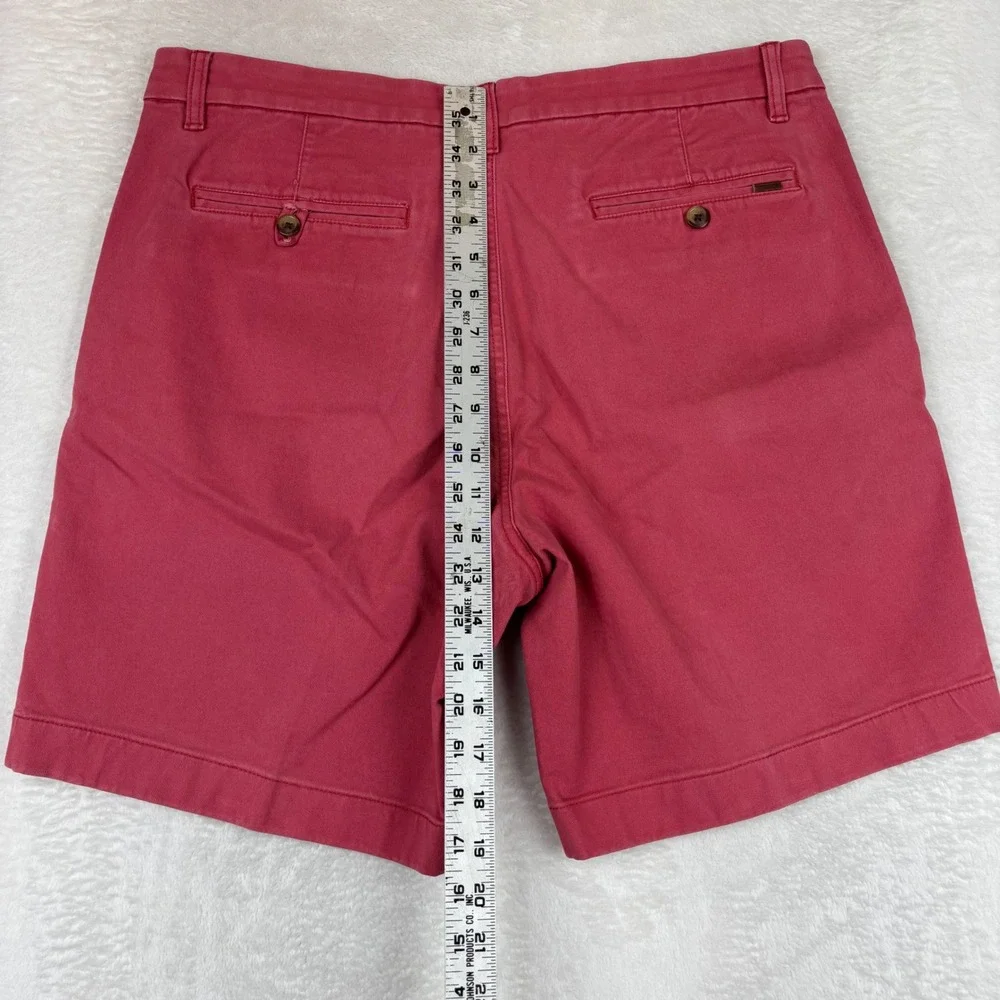 Chaps Mens Stretch Chino Shorts Salmon Pink Coral Size 34 Flat Front Casual